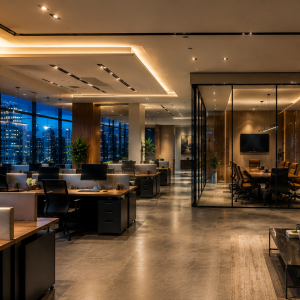 Premium office interior at D Hermes Avenue commercial project Pune