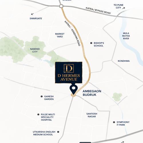 D Hermes Avenue connectivity map showing access to Pune business hubs and highways